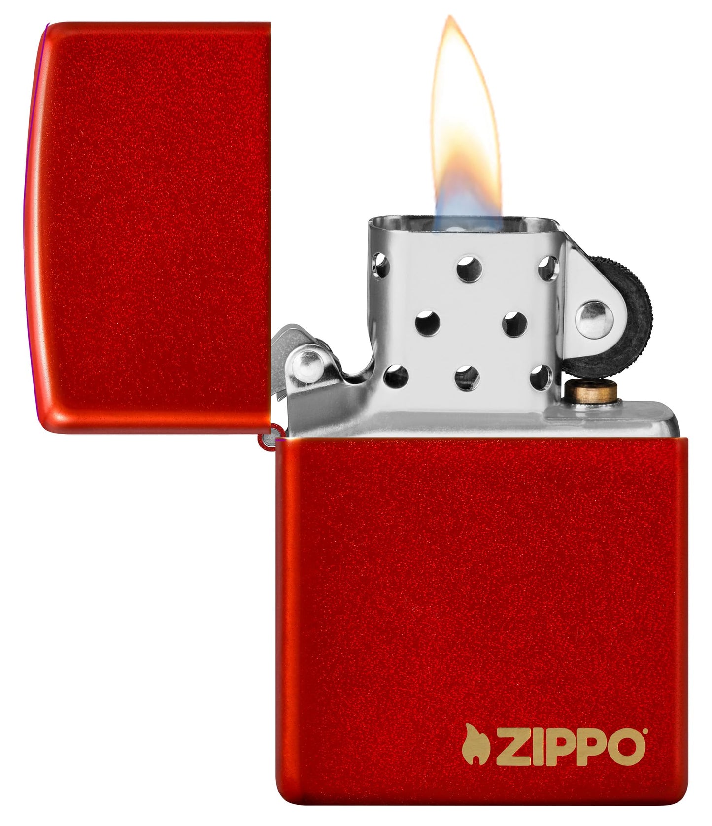 Zippo Metallic Red Matte Zippo Logo Pocket Lighter