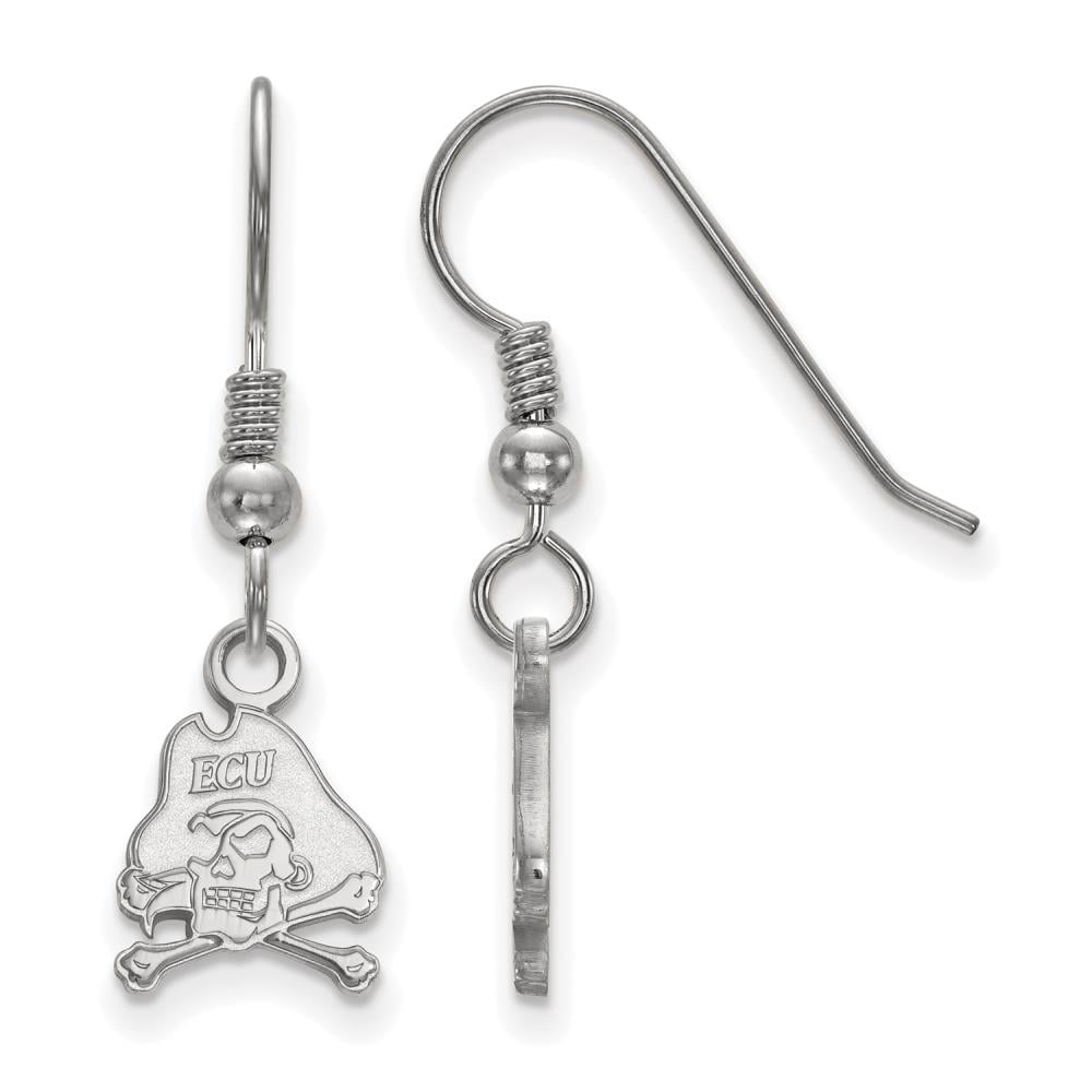 LogoArt Sterling Silver East Carolina University Xs Dangle Earrings Wire