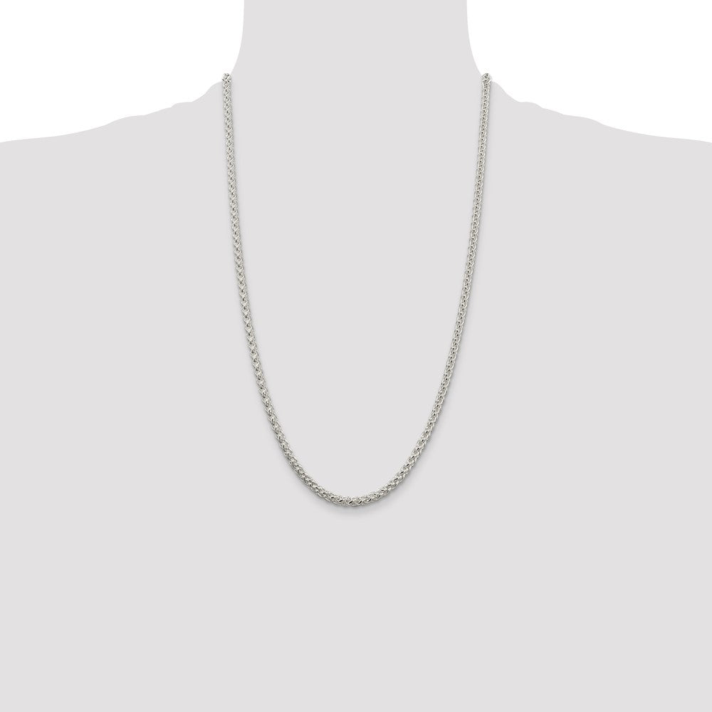 Sterling Silver 4mm Round Spiga Chain 26 Inches