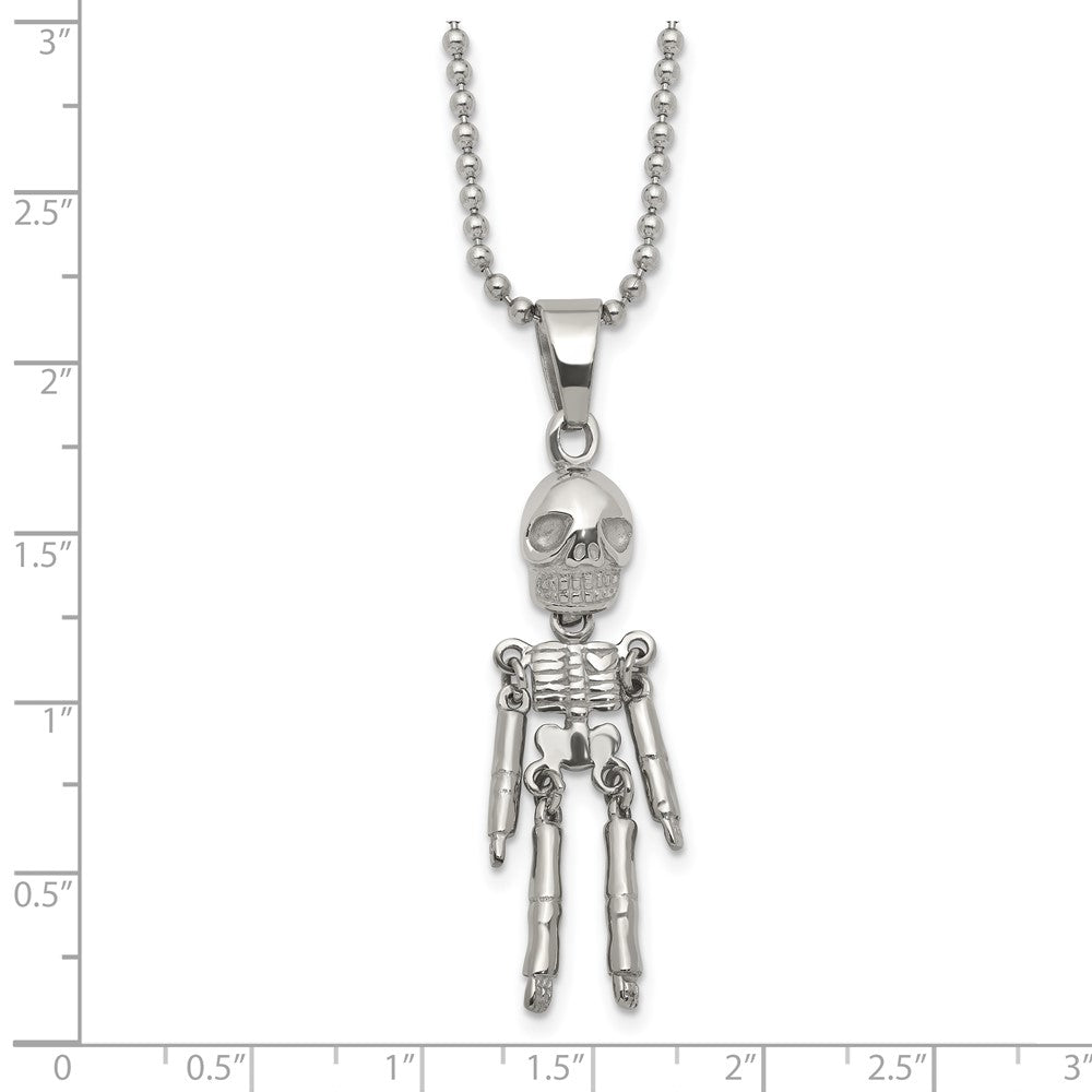 Stainless Steel Polished Moveable Skeleton 22in Necklace