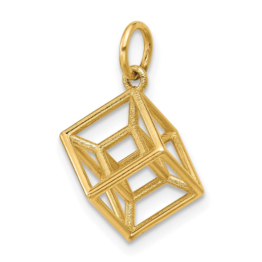 14K Polished Hypercube Shape Pendant
