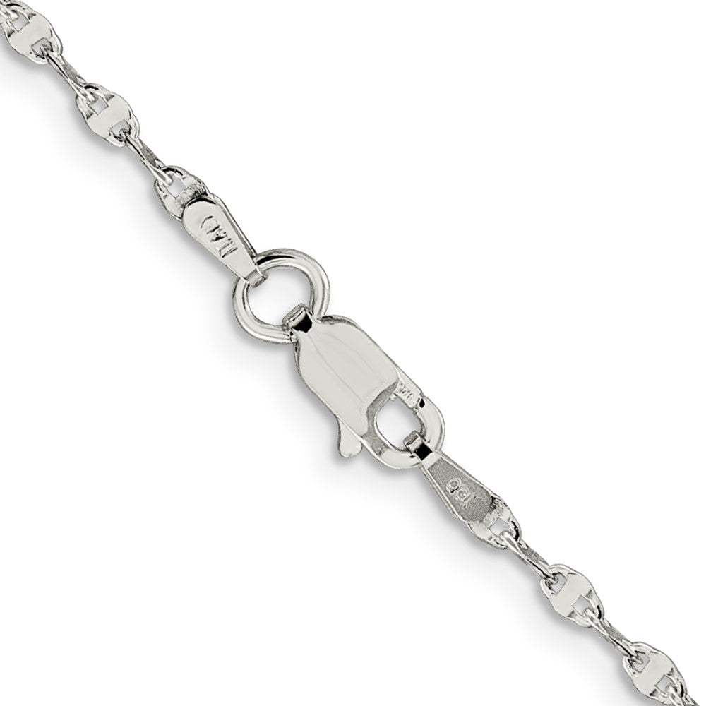 Sterling Silver 2.25mm Fancy Wave Flat Link Chain 16 Inches