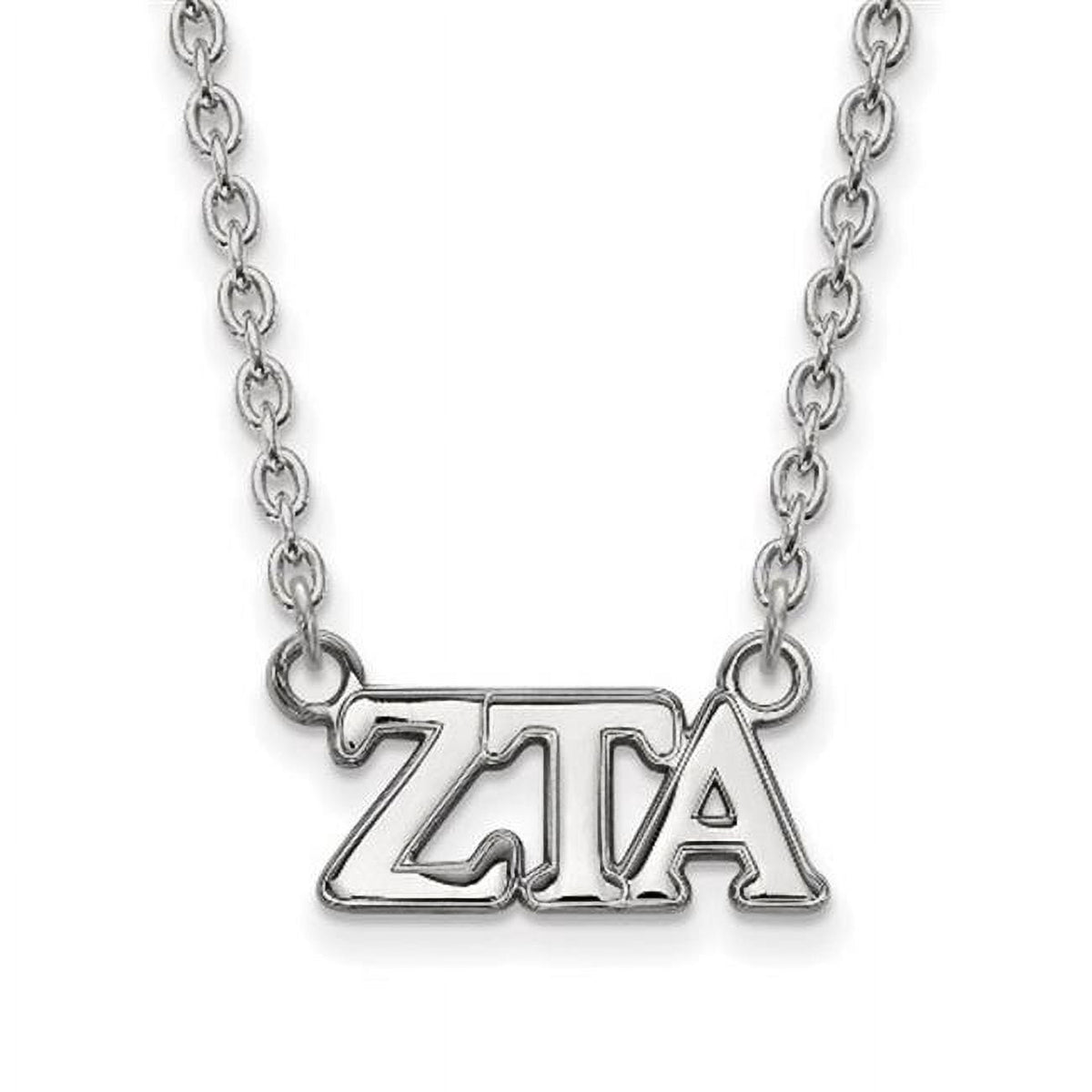 Sterling Silver 18in Official Licensed Greek Sororities Zeta Tau Alpha (ZTA) Medium Pendant w/ Necklace