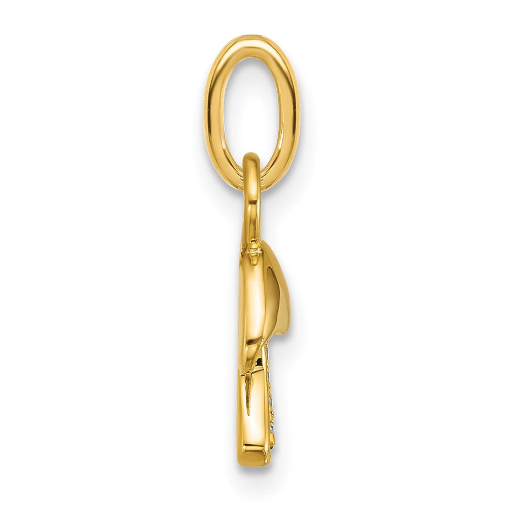 14K Polished Diamond Mushroom Charm