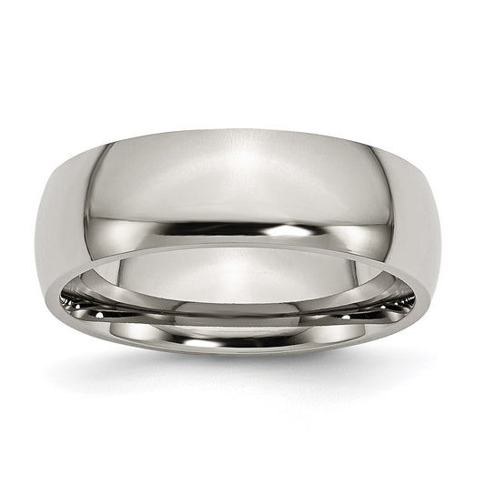 Titanium Polished 7mm Half Round Band Size - 7.5