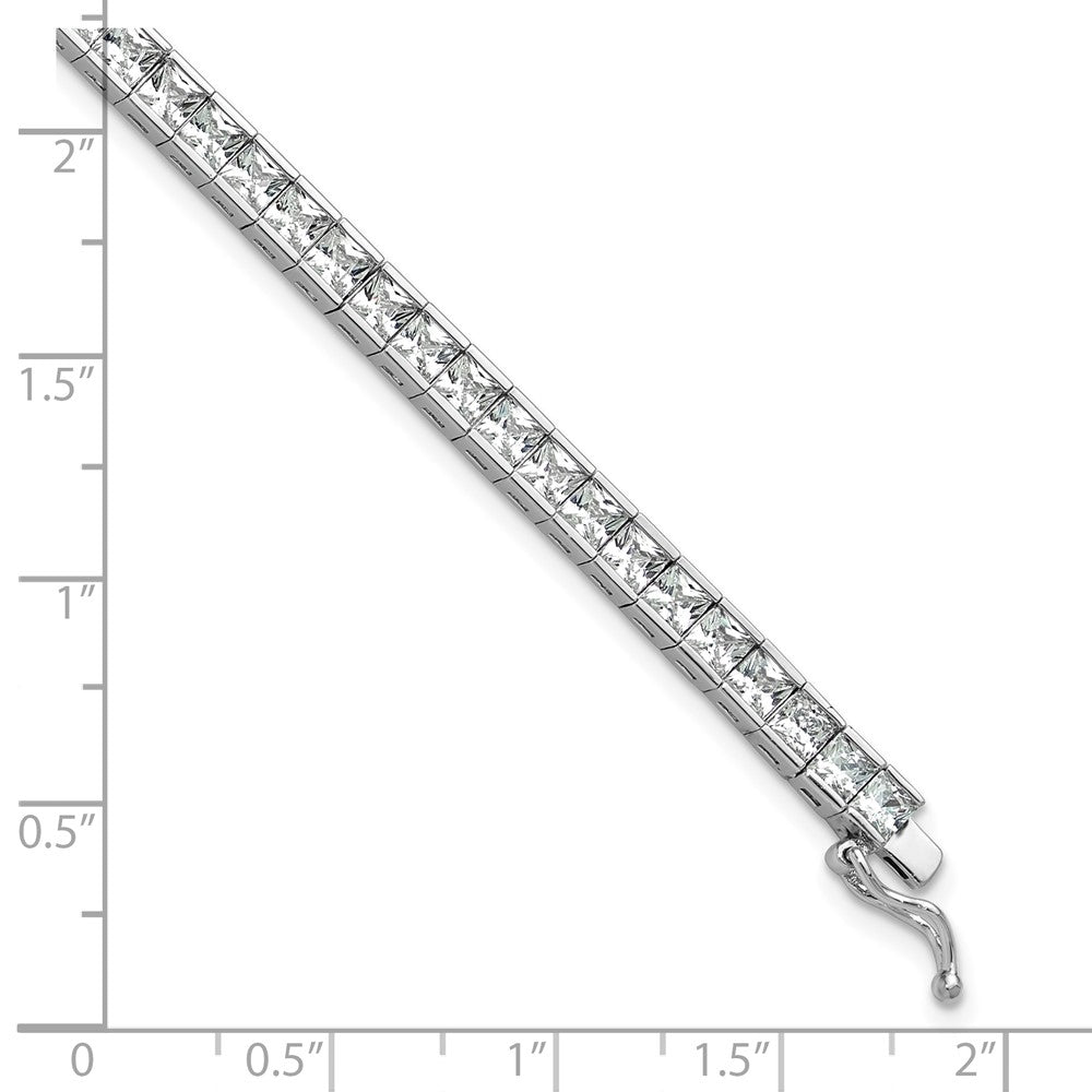 Sterling Shimmer Sterling Silver Rhodium-plated Square 3mm x 3mm CZ 61 Stone 8 inch Bracelet 8 inches