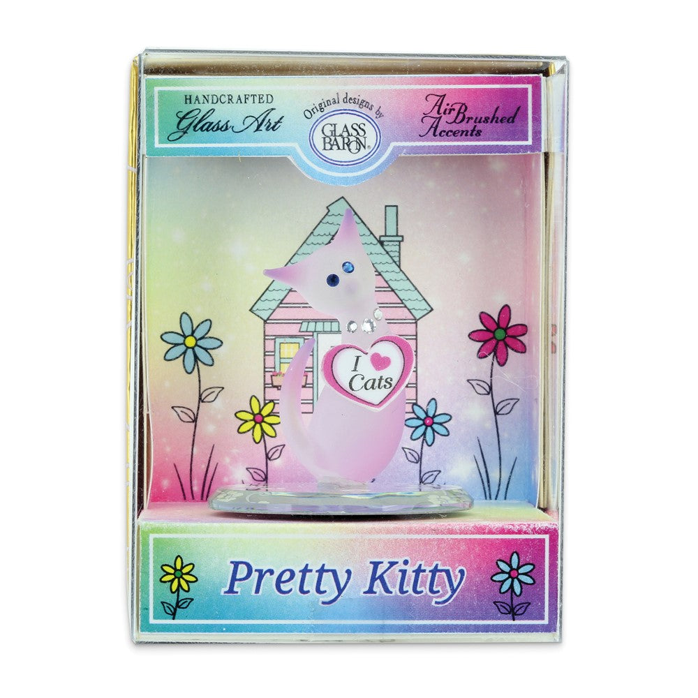 Glass Baron Pink Cat "I Love Cats"