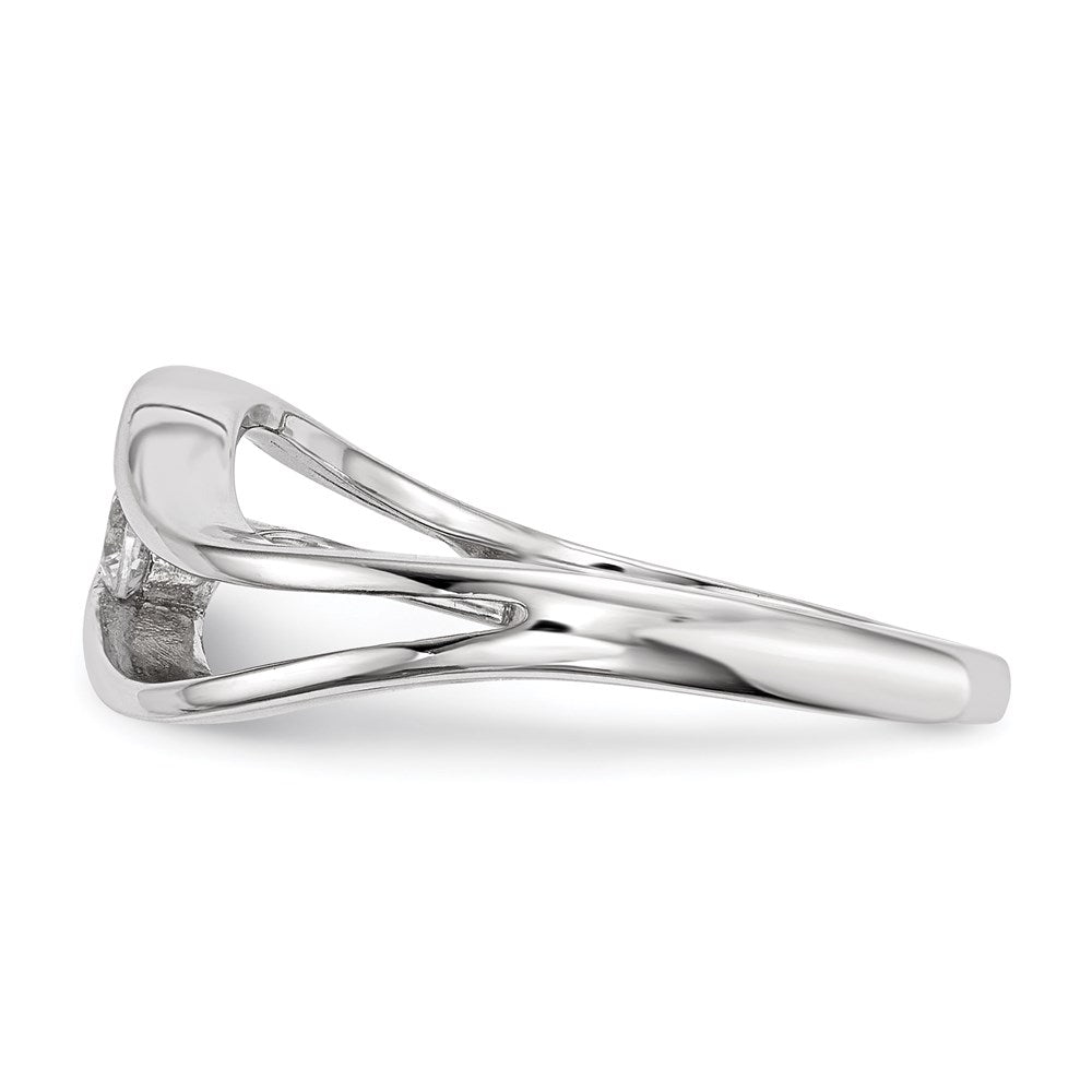 Sterling Silver Rhodium-plated Wavy CZ Ring