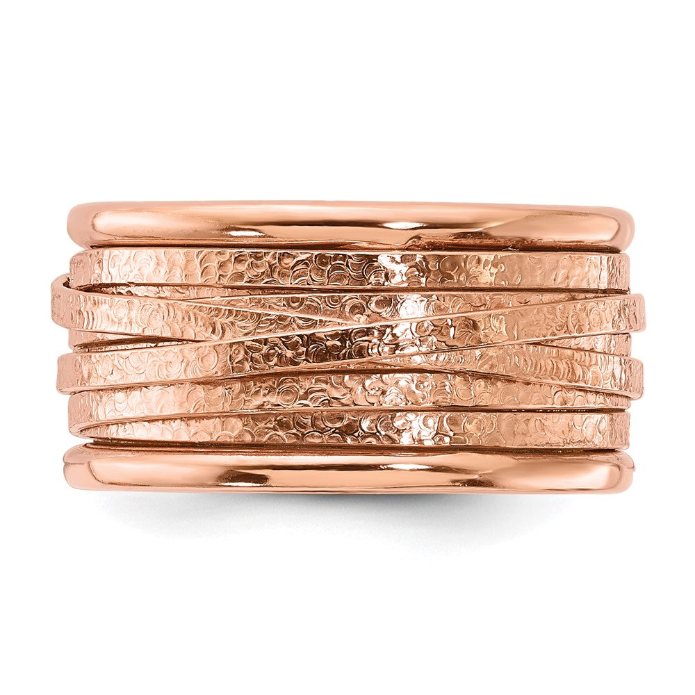 Sterling Silver Rose Gold-Plated Wrapped Textured Size 5 Ring