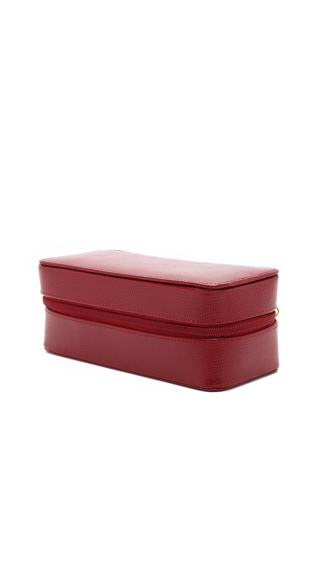 Bey-Berk International BB676RED Red Lizard Leather Watch & Bracelet Case with Soft Velour Lining with Zipper Closure
