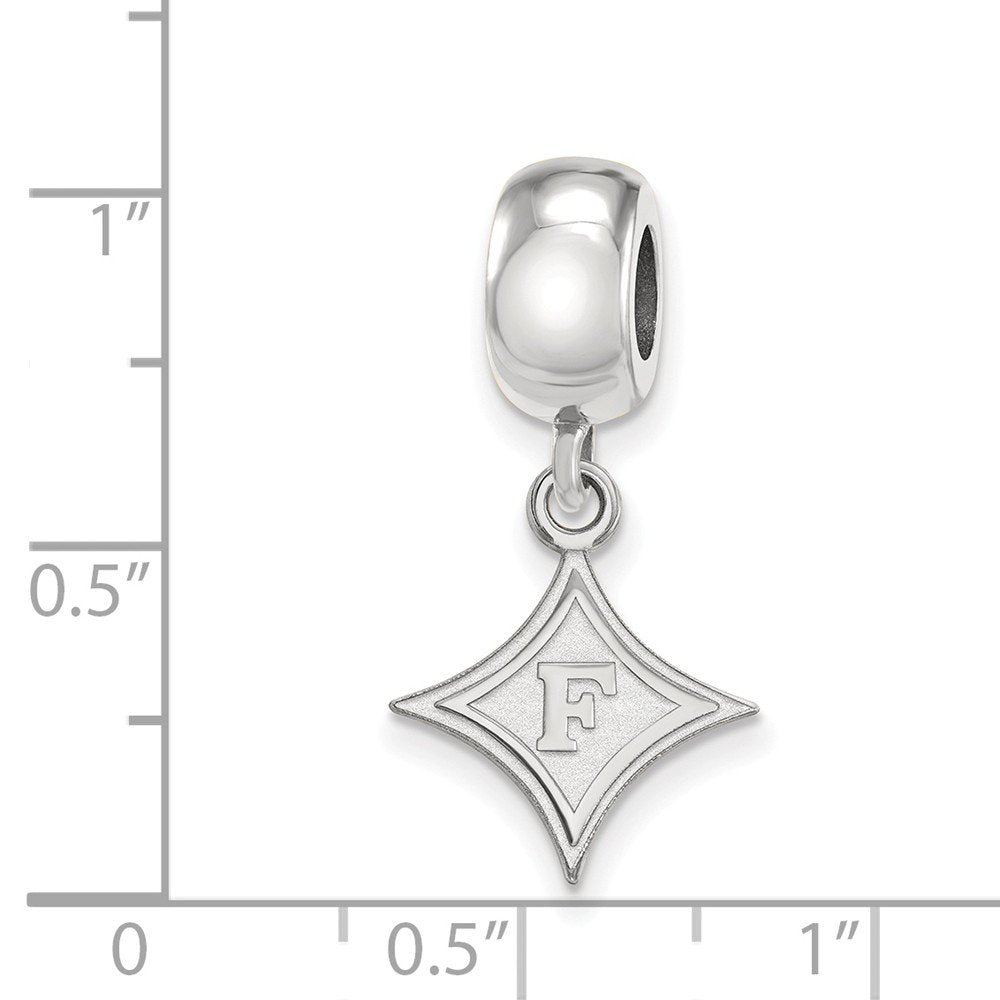 Sterling Silver Rhodium-plated LogoArt Furman University Small Dangle Bead Charm