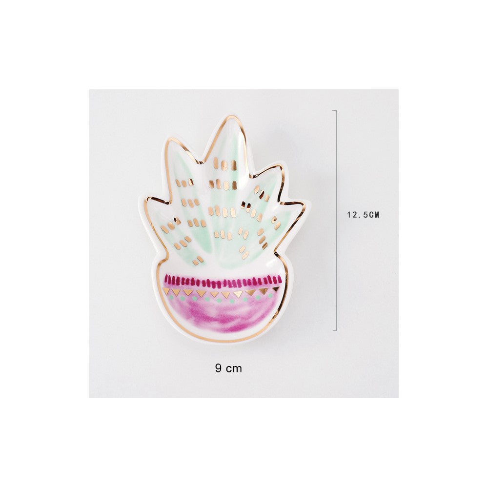 Succulent in Pot CeramicTrinket Dish