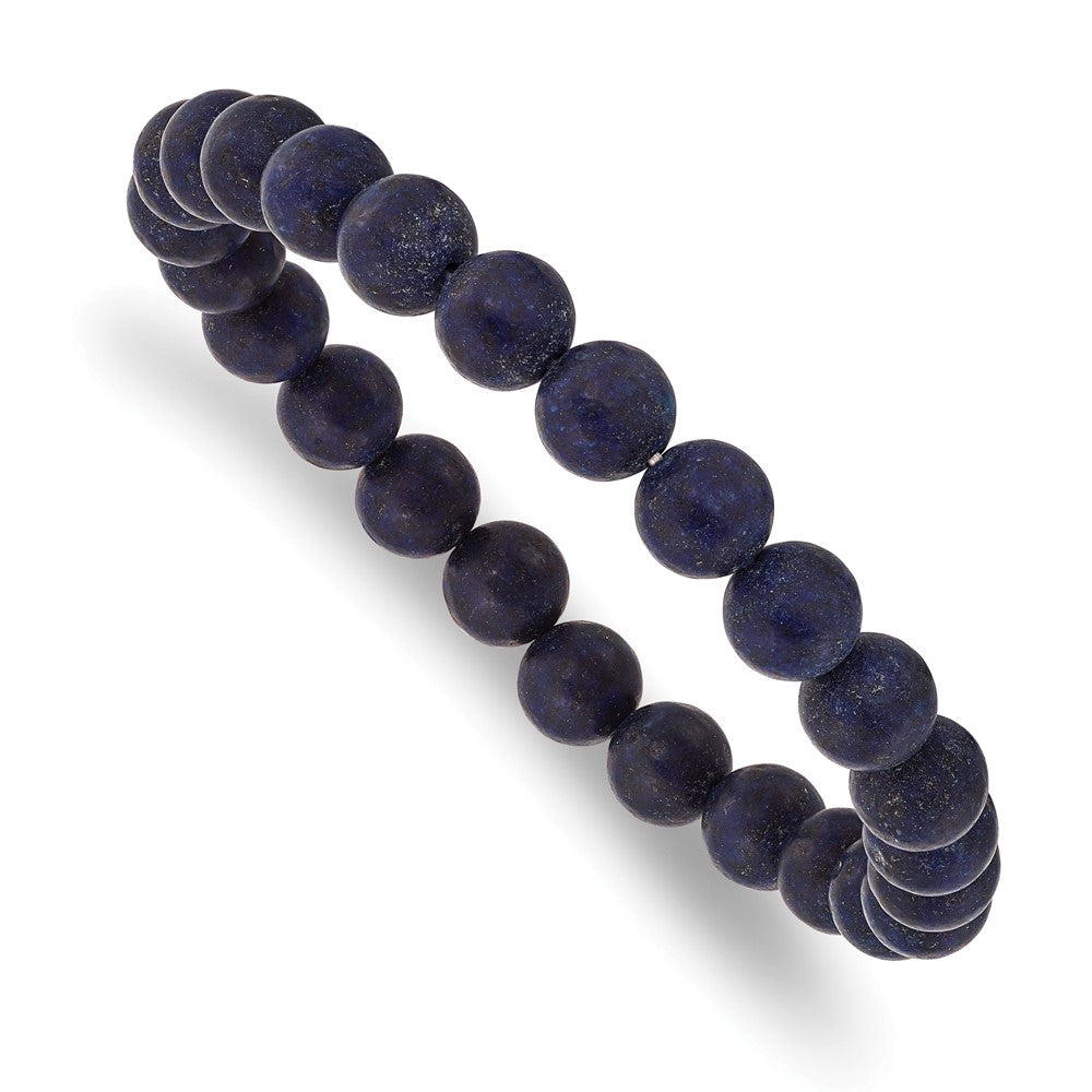 Lapis Agate Beaded Stretch Bracelet 6.75 inches