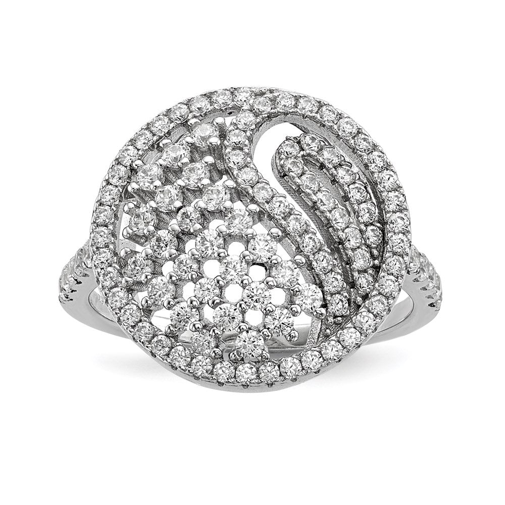 Sterling Silver Rhodium-plated CZ Ring
