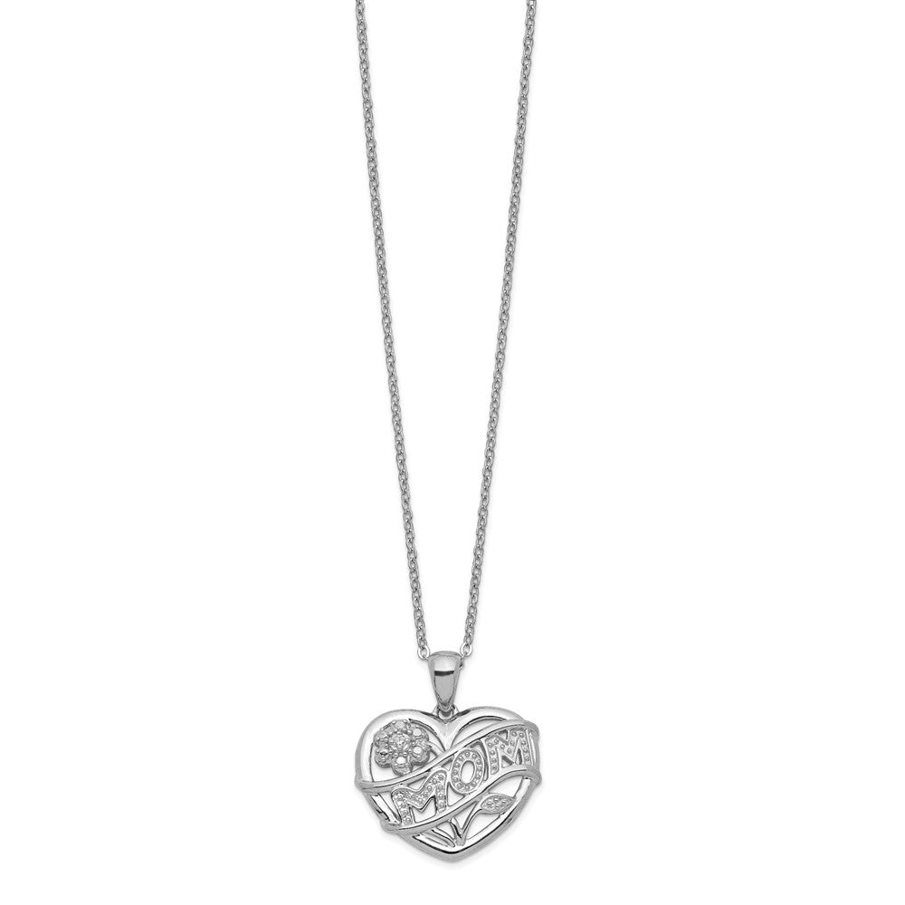 Sterling Silver Rhodium-plated MOM Necklace 18 Inches