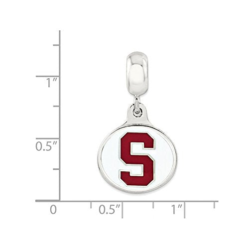 Sterling Silver Stanford University Collegiate Enameled Dangle Bead