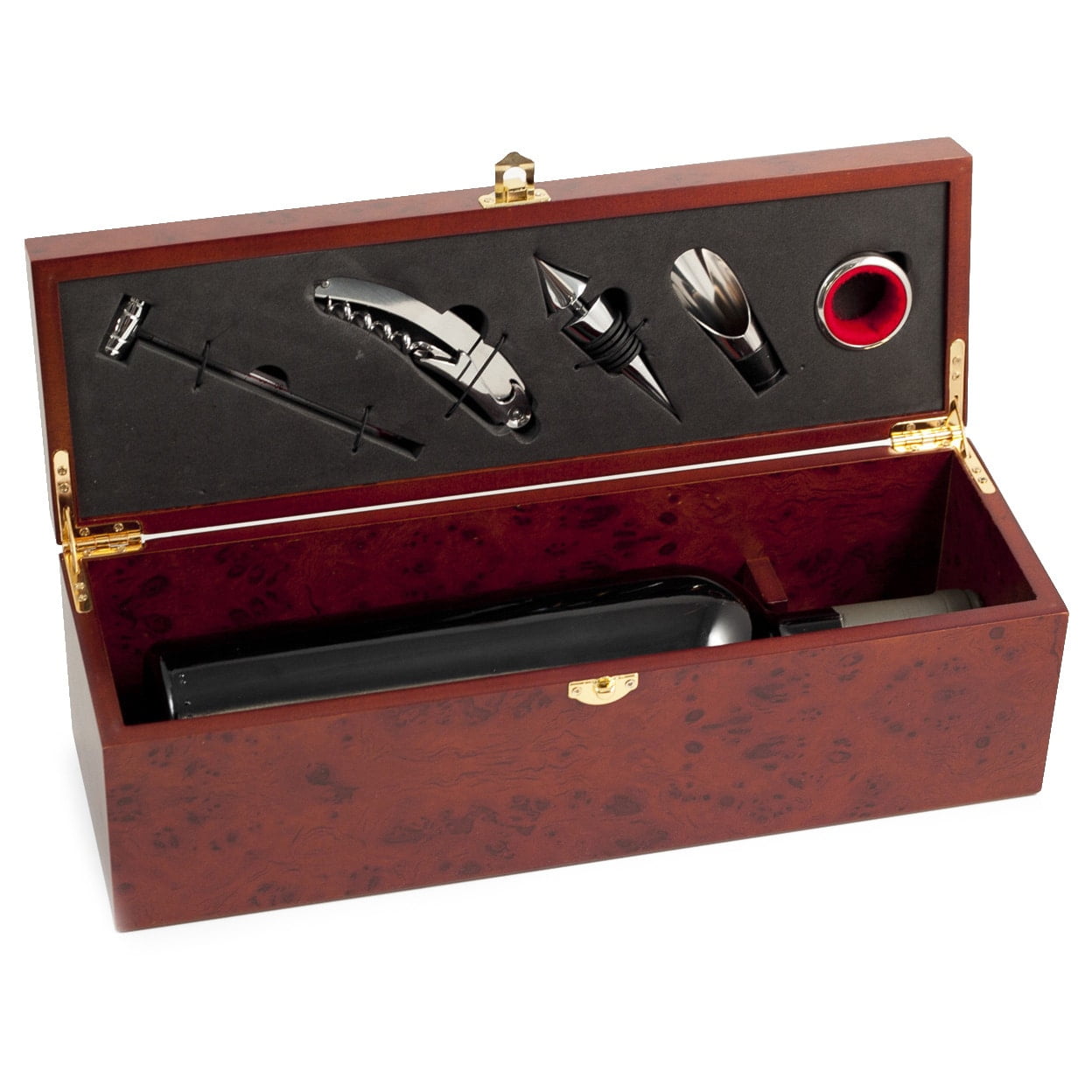 Wine Bottle Rosewood Gift Box With A Five Piece Bar Set