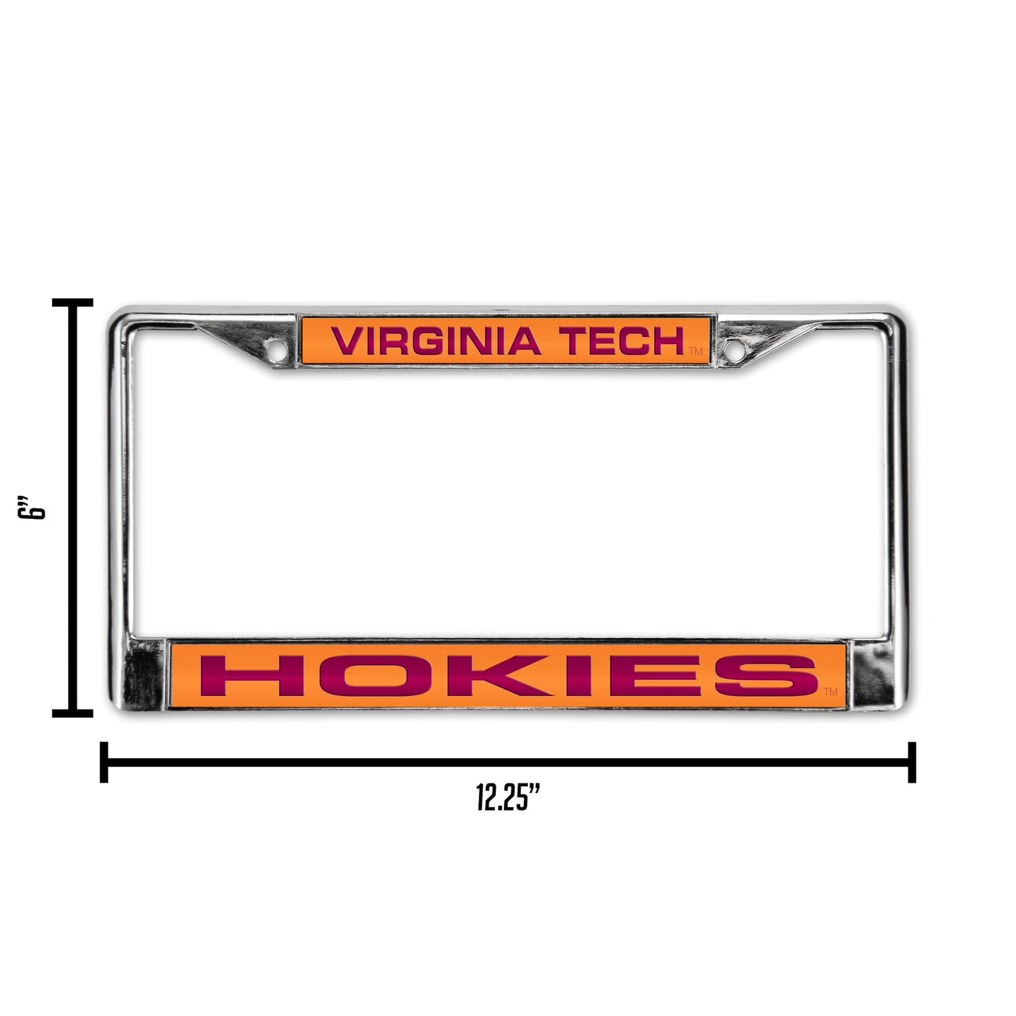 Collegiate Virginia Tech Orange Laser Chrome Acrylic License Plate Frame QGC7007