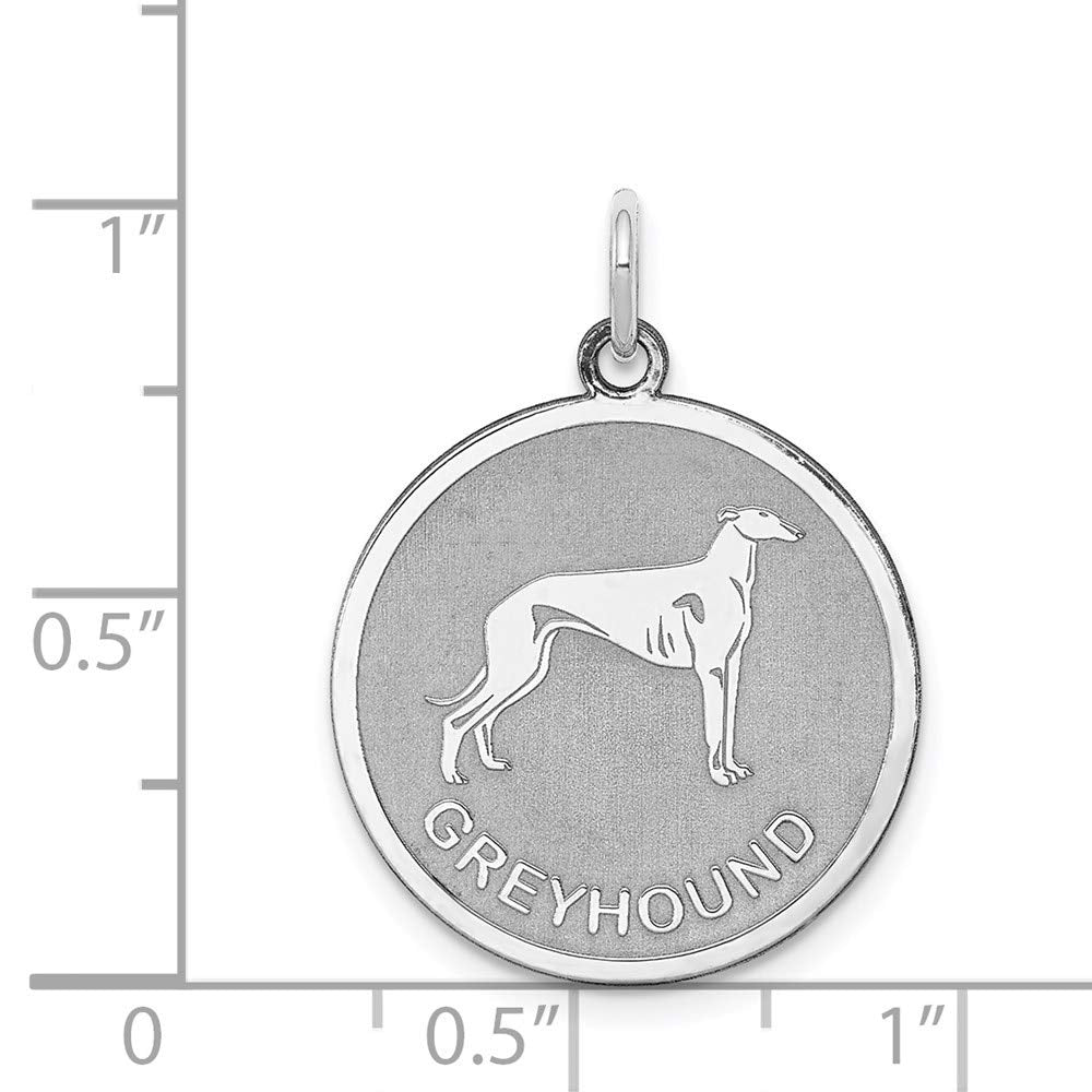 Sterling Silver Rhodium-plated Greyhound Disc Charm