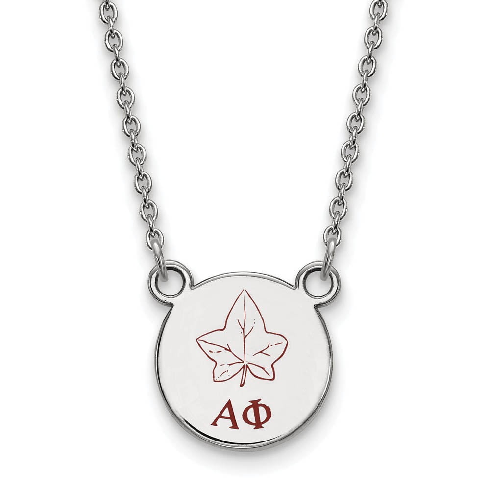 Sterling Silver 18in Official Licensed Greek Sororities Alpha Phi (??) XS Enamel Pendant w/Necklace