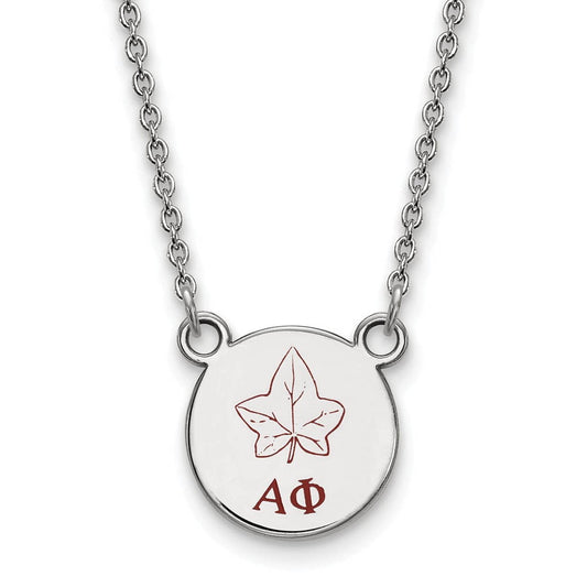 Sterling Silver 18in Official Licensed Greek Sororities Alpha Phi (??) XS Enamel Pendant w/Necklace