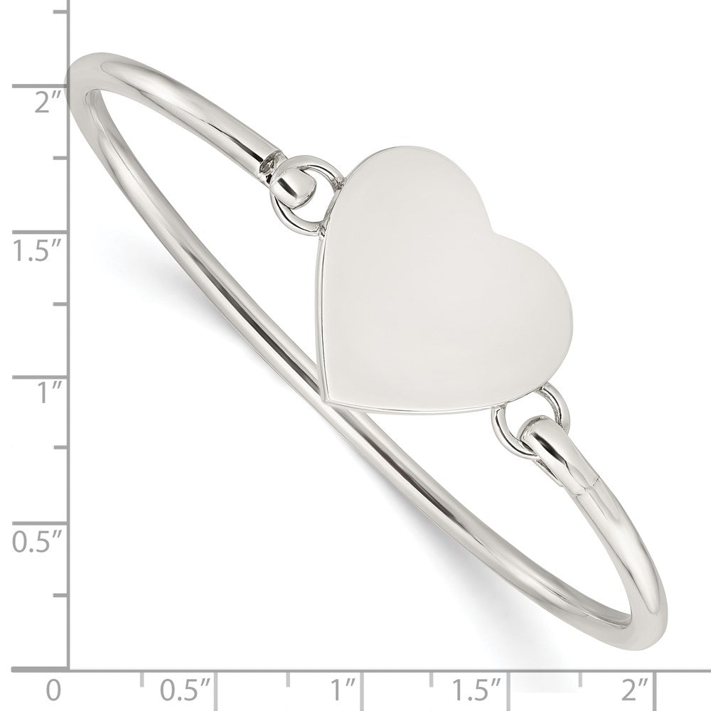 Sterling Silver Polished Engravable Heart Bangle 7 inches
