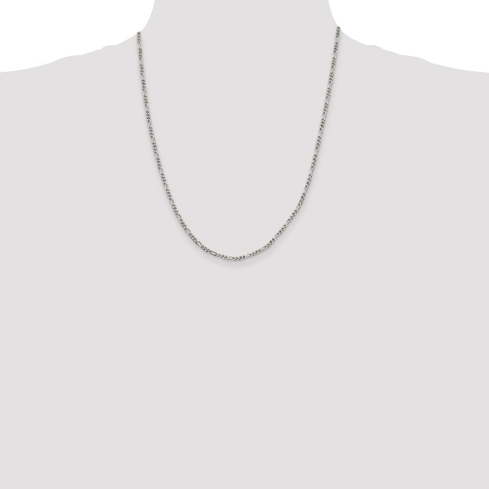 Sterling Silver 2.5mm Figaro Chain 22 Inches