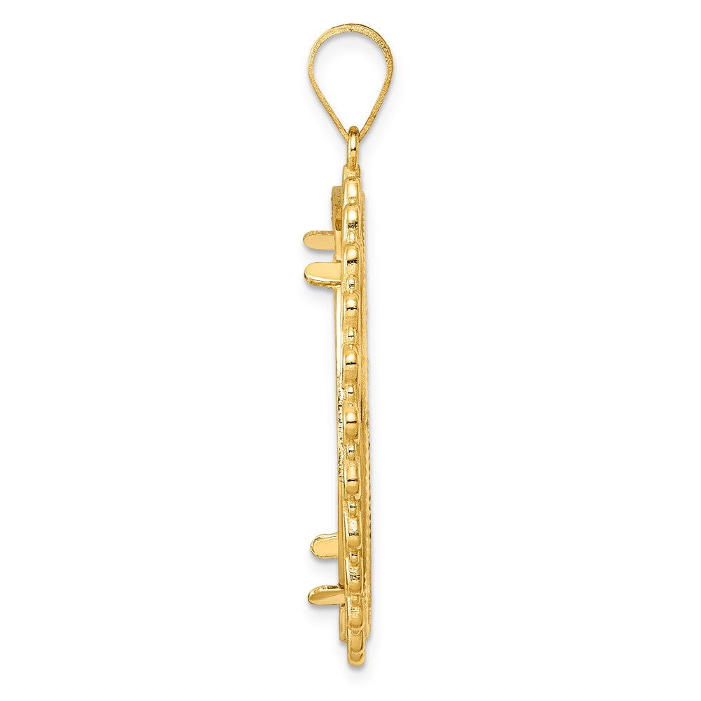 14k Diamond Cut Multi Arch with 32.0mm Prong Coin Bezel Pendant