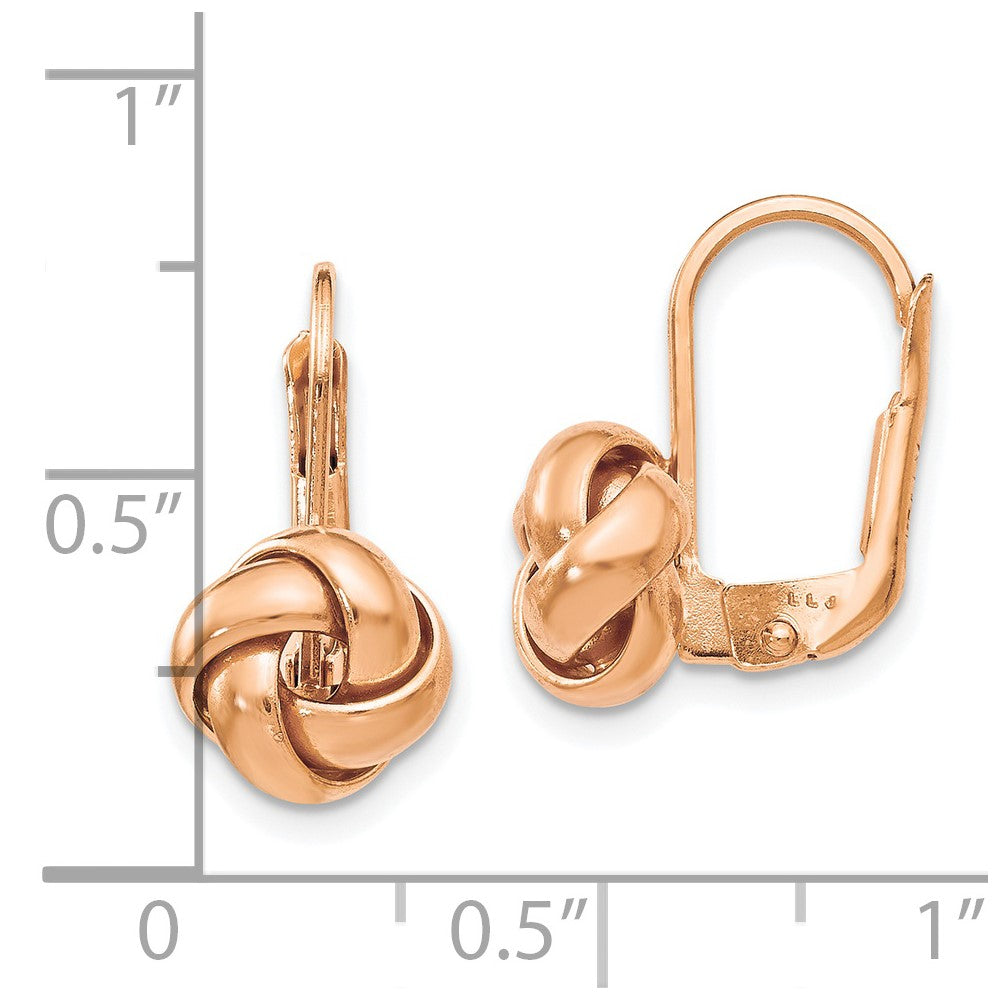 14K & Rose Gold Plated Polished Love Knot Leverback Earrings