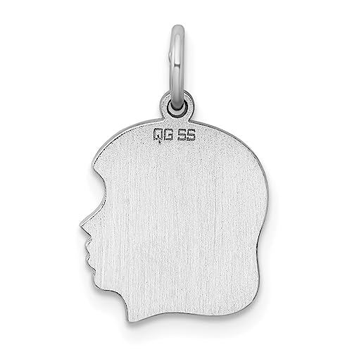 Sterling Silver Rh-plt Engraveable Girl Disc Charm Polish on Front/Back