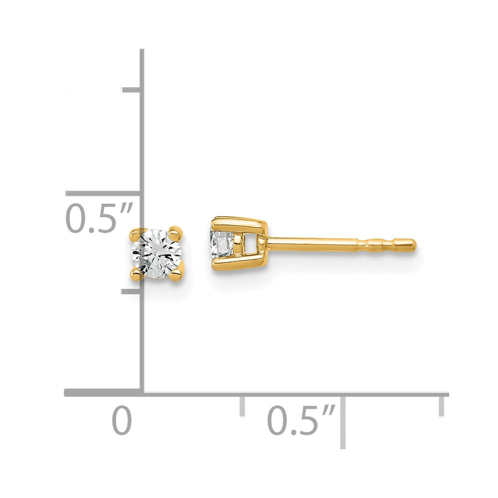 14k Yellow Gold 1/5 ctw Lab Grown Diamond VS+ F+ Round 4 Prong Heavy Wt. Stud Earrings