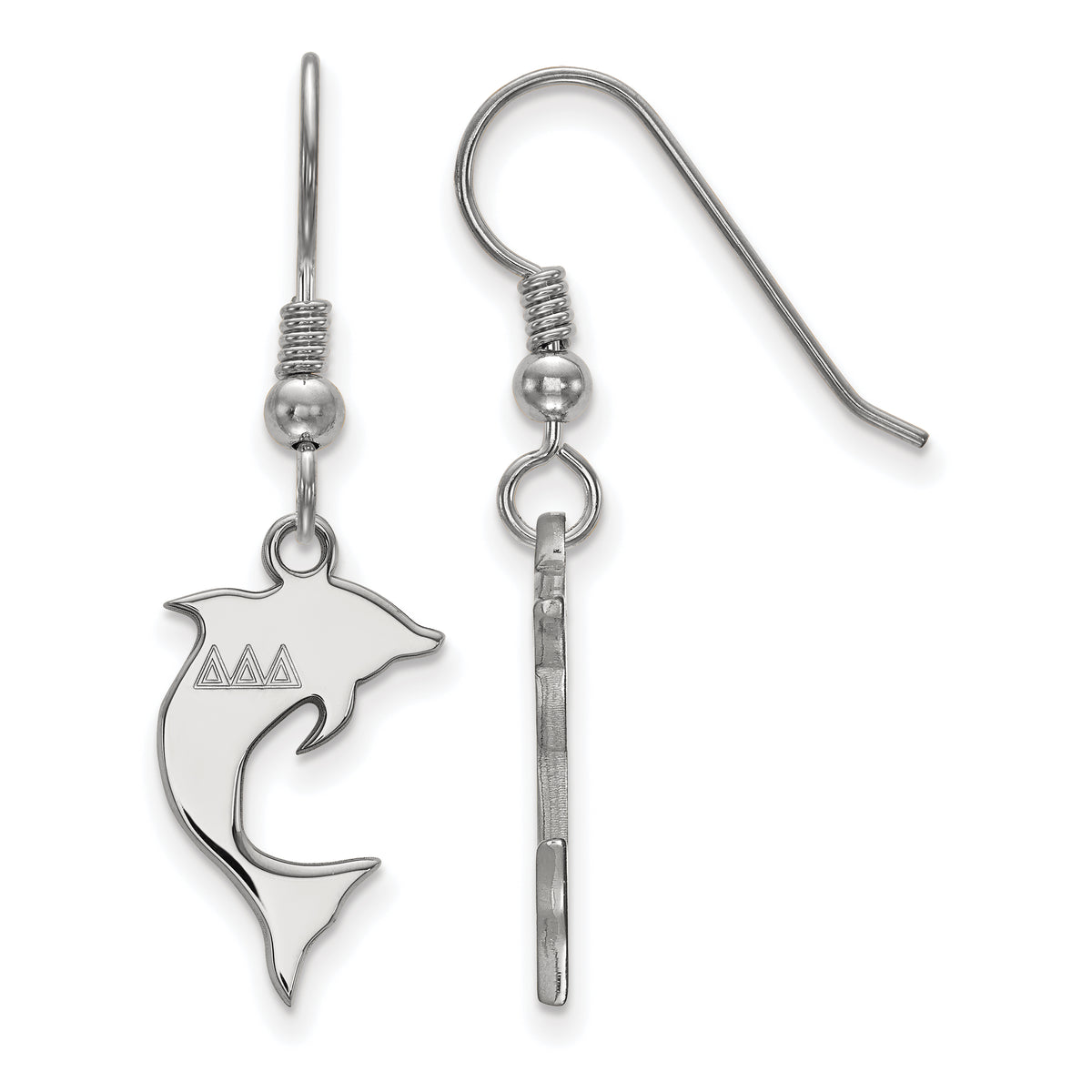 Sterling Silver Official Licensed Greek Sororities Delta Delta Delta (???) Medium Dangle Earrings