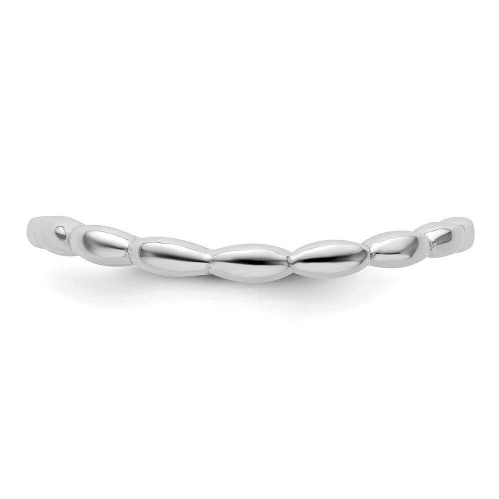 Sterling Silver Stackable Expressions Polished Rhodium-plate Wave Ring Size -5
