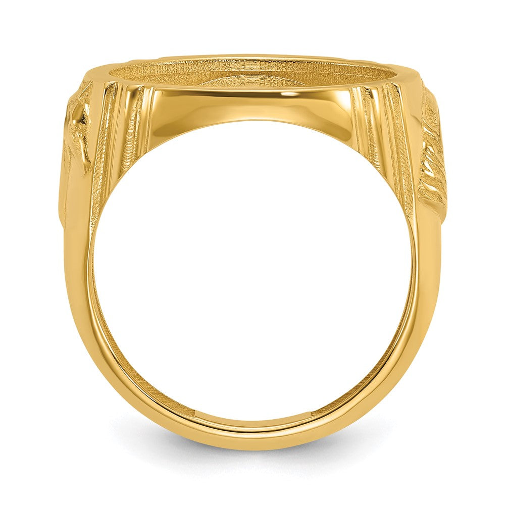 Wideband Distinguished Coin Jewelry 14k Men's Polished with Horse Sides 16.5mm Coin Bezel Ring