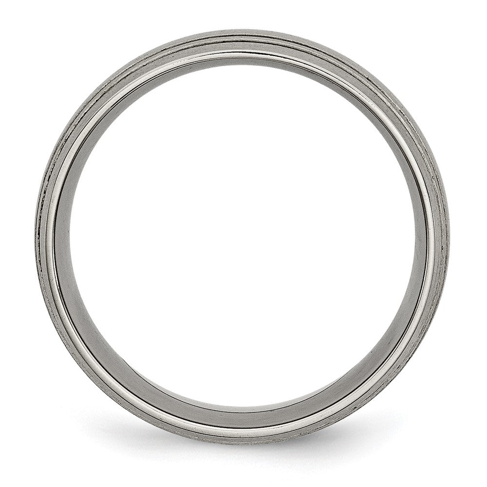 Titanium Brushed Center 8mm Grooved Band Size - 10