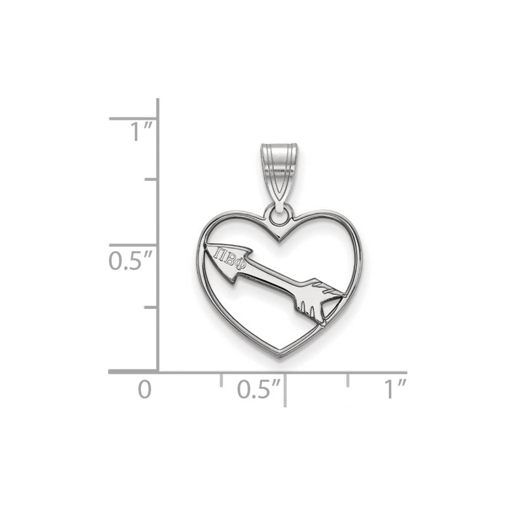 Sterling Silver Official Licensed Greek Sororities Pi Beta Phi (???) Heart Pendant