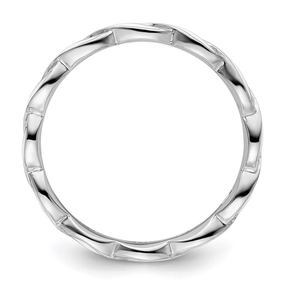 Sterling Silver Stackable Expressions White Enamel Ring Size -7
