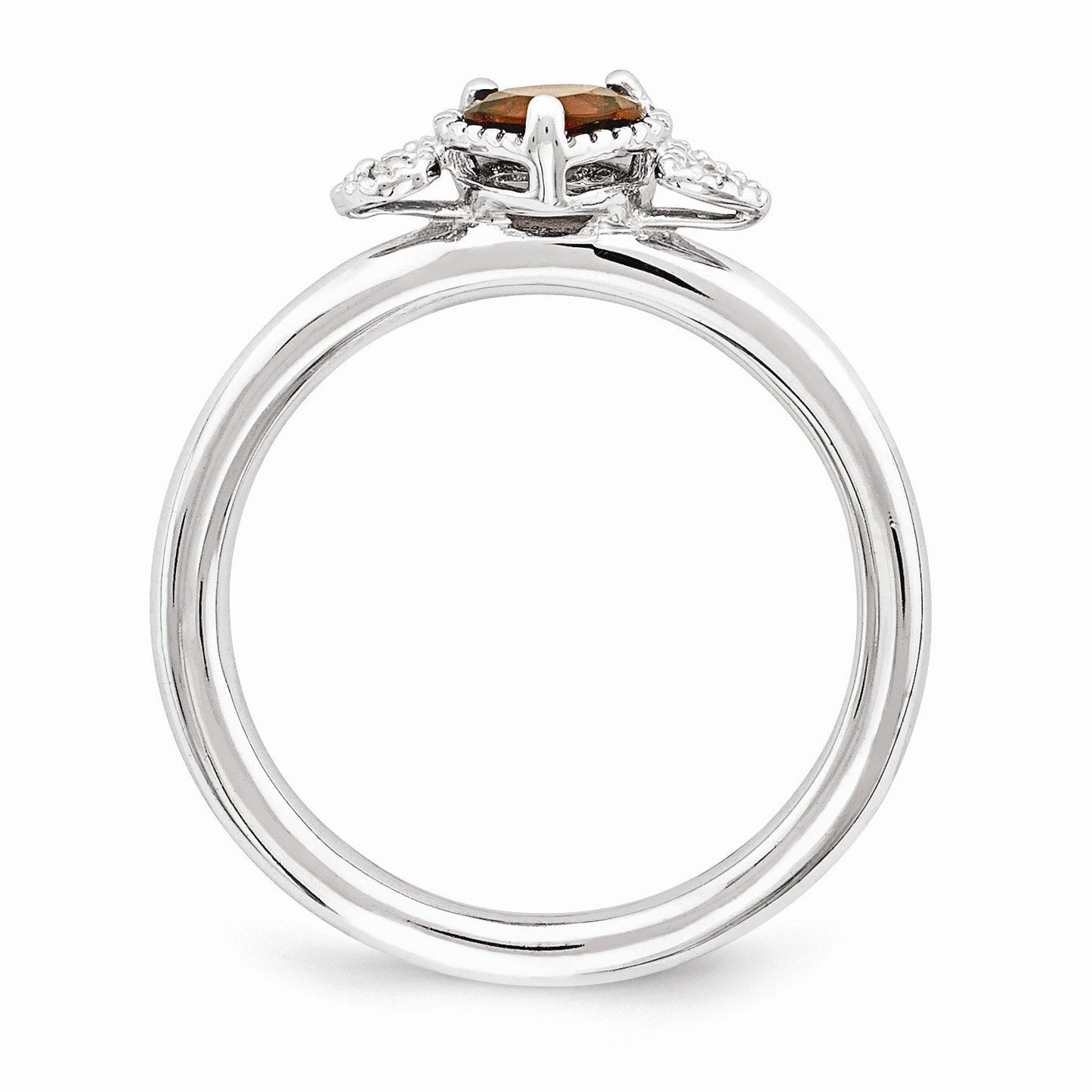 Sterling Silver Stackable Expressions Garnet & Diamond Hearts Ring