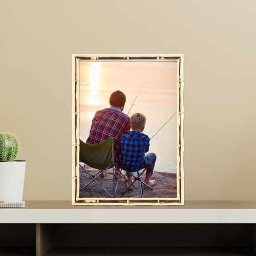 5x7 Gold Metal Picture Frame with Bamboo Design