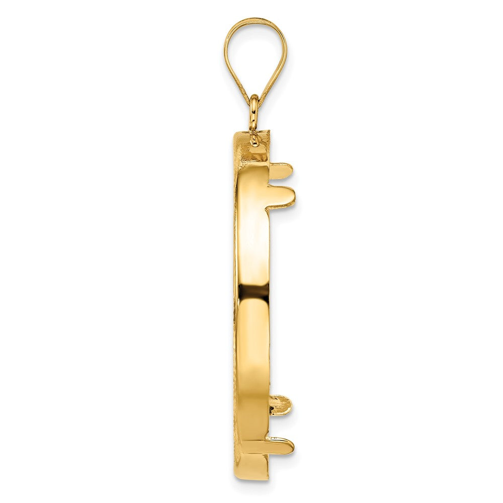 Wideband Distinguished Coin Jewelry 14k Polished and Diamond-cut 32.7mm Prong Coin Bezel Pendant