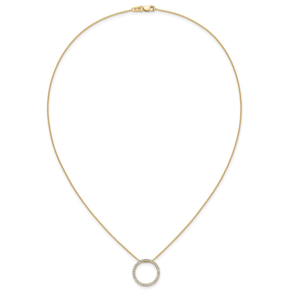 14k Polished 1/2 carat Diamond Circle 18 inch Necklace