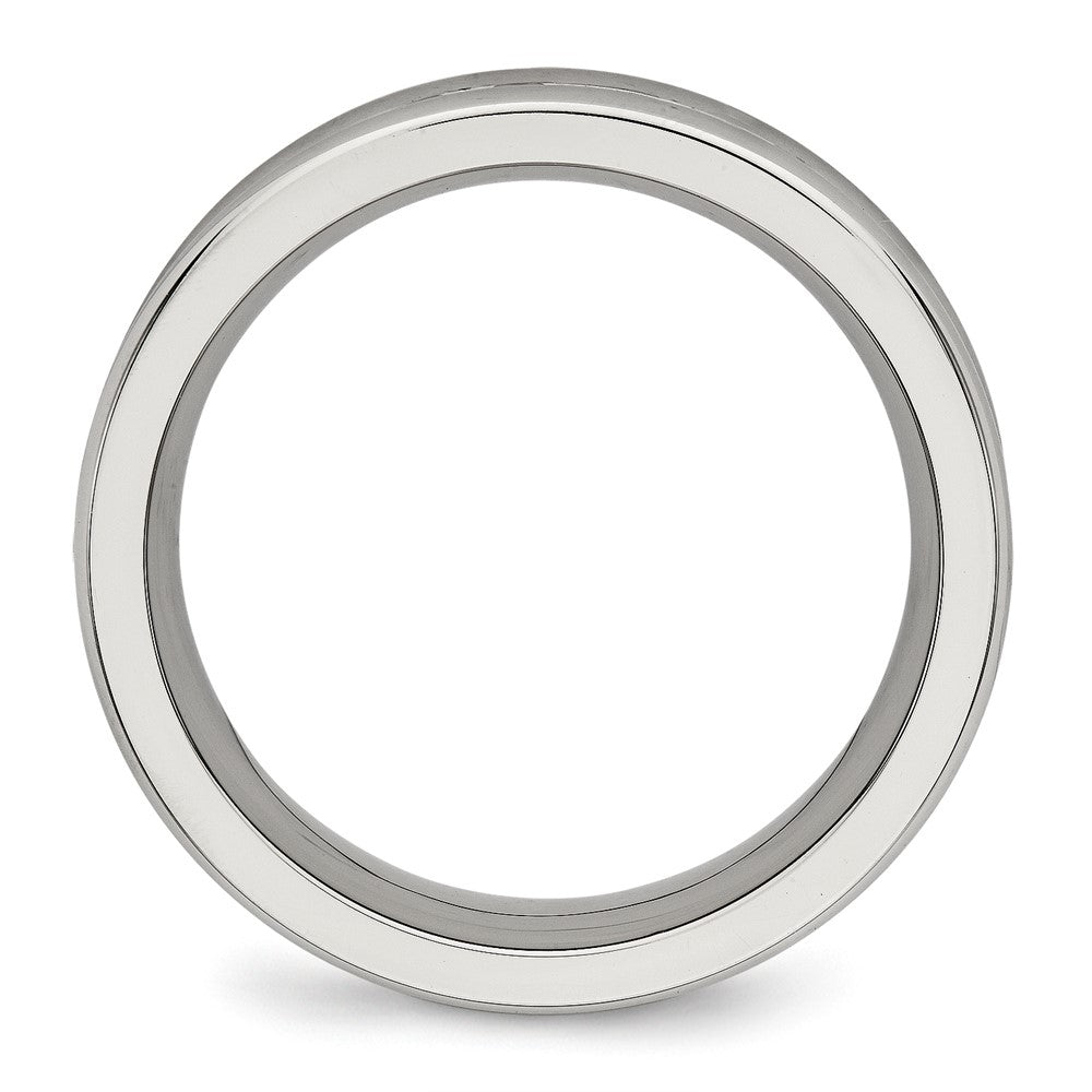 Stainless Steel Polished with CZ 7mm Band Size - 10