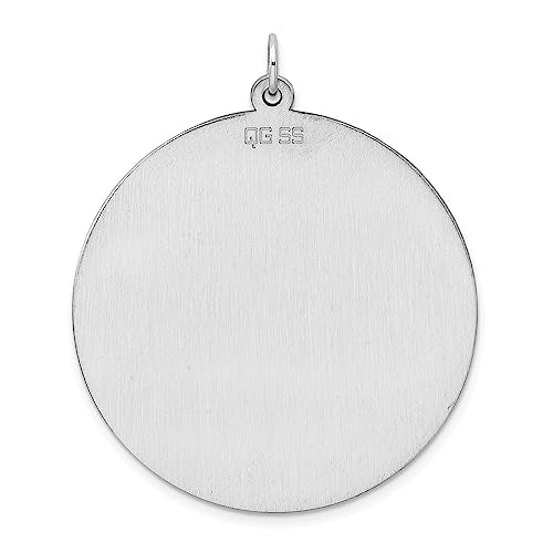 Sterling Silver Rhod-plated Eng. Rnd Polish Front/Satin Back Disc Charm