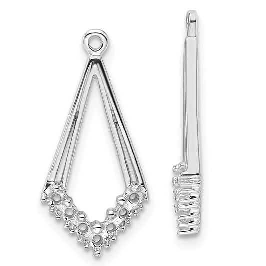 14k White Gold Diamond Shaped Diamond Earrings Jacket Mounting