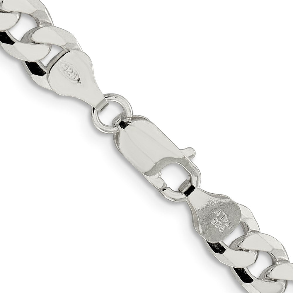 Sterling Silver 7mm Beveled Curb Chain 22 Inches