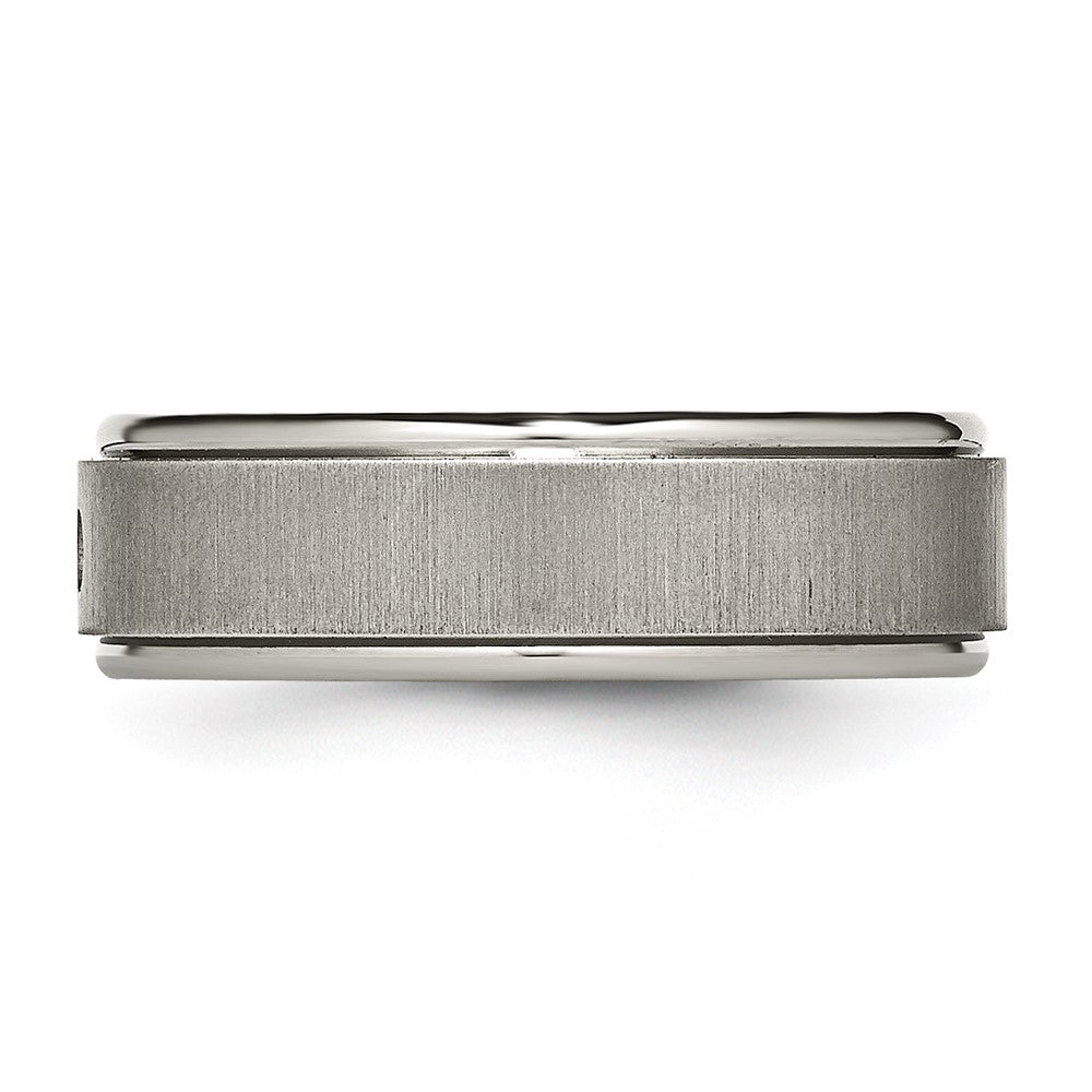 Titanium Brushed/Polished .05ct Diamond Rounded Edge 7mm Band Size - 9