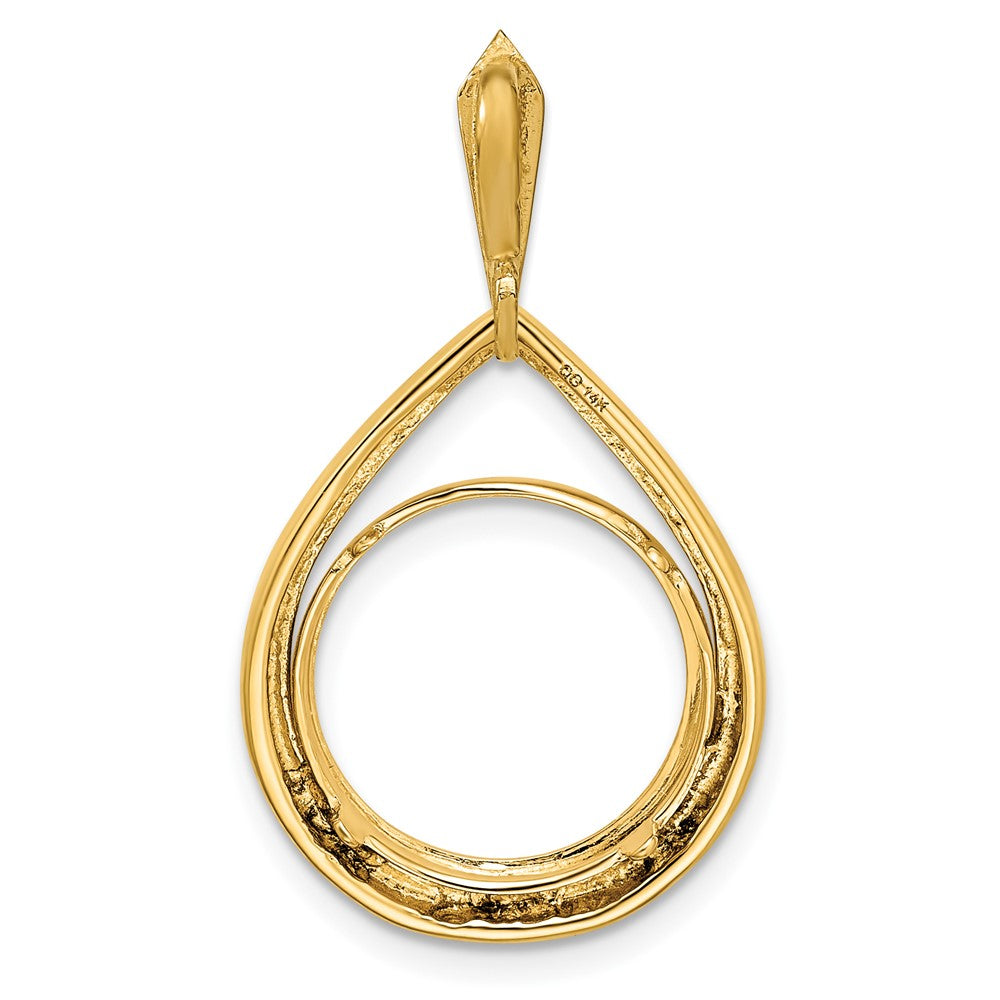 Wideband Distinguished Coin Jewelry 14k Polished Teardrop Shaped 13.0mm Prong Coin Bezel Pendant