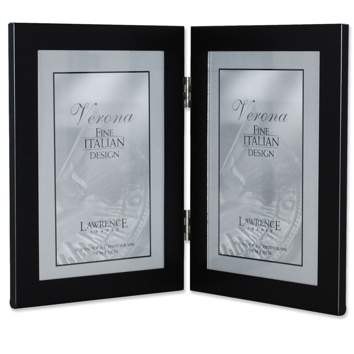 Lawrence Frames Black 4x6 Hinged Double Metal Picture Frame