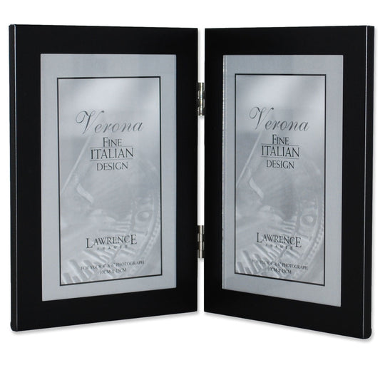 Lawrence Frames Black 4x6 Hinged Double Metal Picture Frame