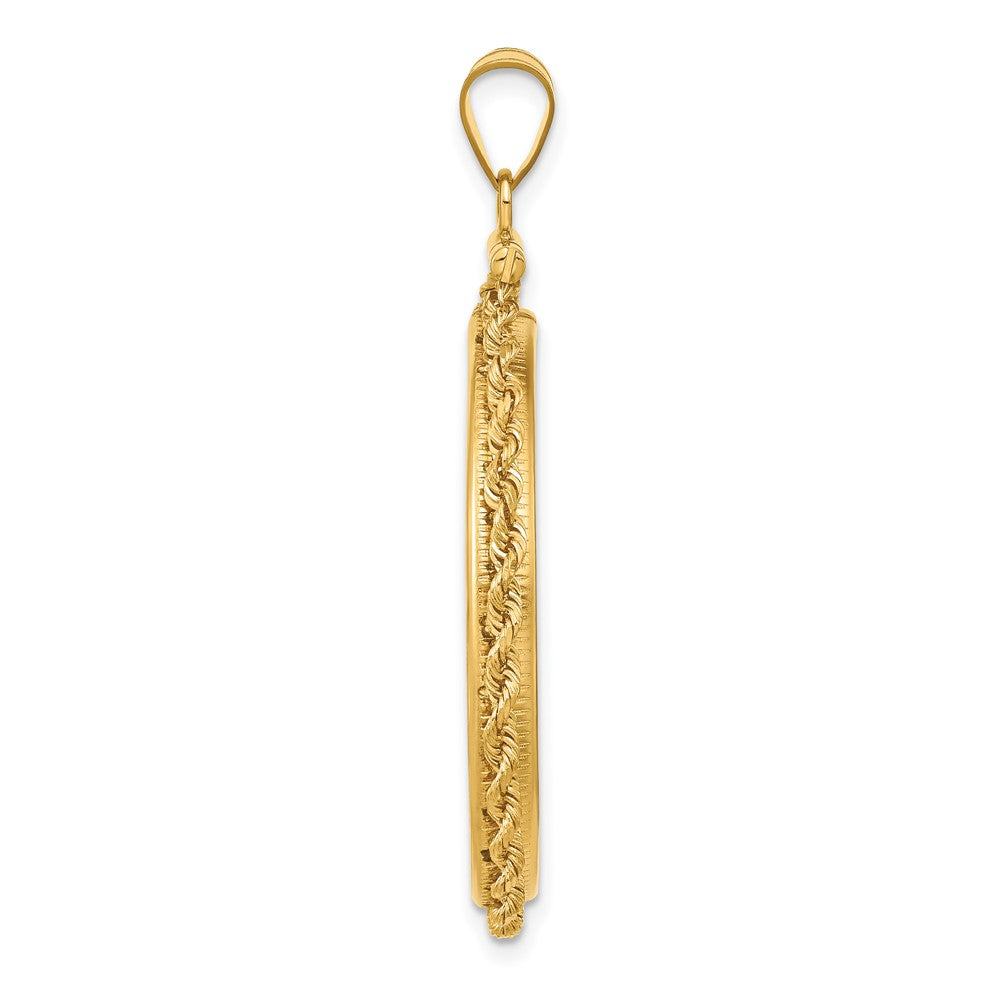 Wideband Distinguished Coin Jewelry 14k Polished Rope 30.0mm x 3.00mm Screw Top Coin Bezel Pendant